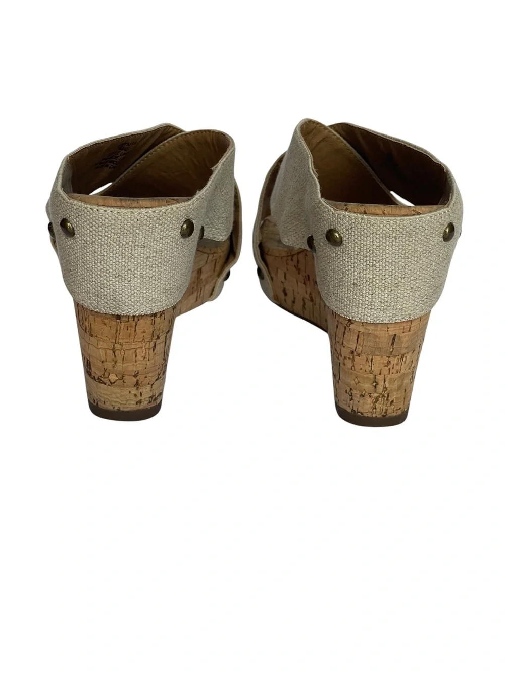 Lucky Brand Natural Fabric Cork Platform Sandals SZ 9 MED